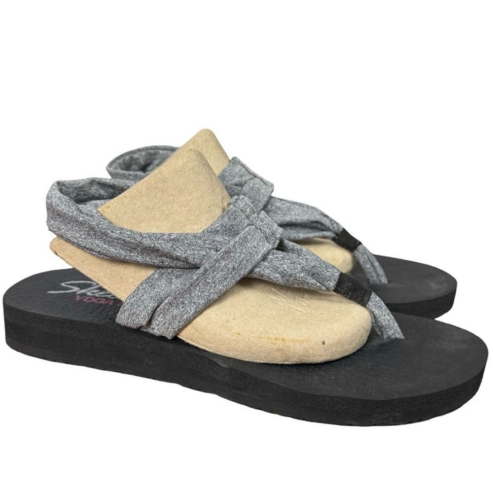 Skechers Meditation Slingback Stretch Gray Thongs Slingback Sandals Shoes sz 8